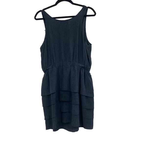 Charlie Jade Silk Animal Print Deep Blue Dress Tiered Ruffle Cocktail Zipper L - Picture 2 of 9